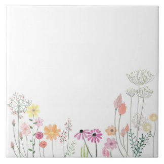 Boho Botânico Azulejo de flor selvagem