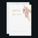 Boho Botânico | Cartão de conselheiro para casamen<br><div class="desc">Este boho botânico | cartão de conselho de casamento de rosa empoeirado é perfeito para o seu elegante casamento floral, verde, pêssego, rosa de ouro. Design apresenta um quadro de ouro ou buquê com a relva pampas rosa-pincel moderna, simples sábio, marfim, folha de palma de champanhe e verde clássico de...</div>