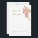 Boho Botânico | Cartão de conselheiro para casamen<br><div class="desc">Este boho botânico | cartão de conselho de casamento de rosa empoeirado é perfeito para o seu elegante casamento floral, verde, pêssego, rosa de ouro. Design apresenta um quadro de ouro ou buquê com a relva pampas rosa-pincel moderna, simples sábio, marfim, folha de palma de champanhe e verde clássico de...</div>