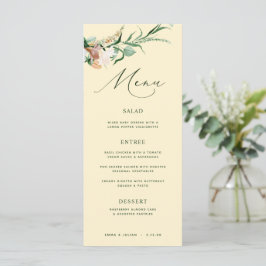 Boho Botânico Greenery Pastel Yellow Wedding Menu