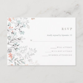 Boho Botânico Rustic Wedding Coral e Cinza RSVP