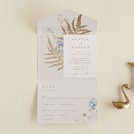 Boho Botânico Tudo em Um Convite De Casamento