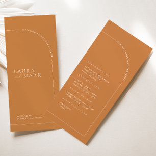 Boho Brunt Orange Arch Minimalist Weding Program