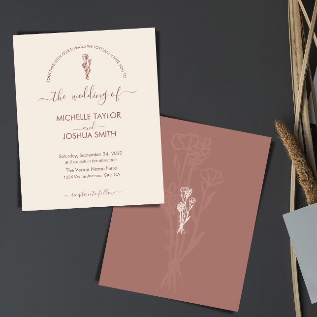 Boho Budget Terracotta Botanical Floral Moderno (Criador carregado)