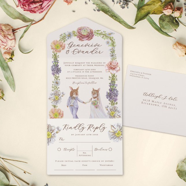 Boho Bunny Love Watercolor Wede RSVP (Criador carregado)