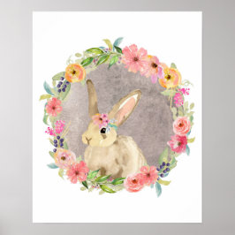 Boho Bunny Rabbit Woodland Poster