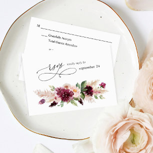 Boho Burgundy & Blush Pink Floral w RSVP 2