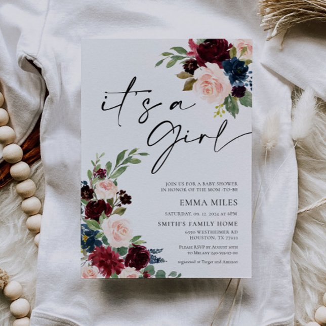 Boho Burgundy É um Convite para Chás de fraldas de (Criador carregado)