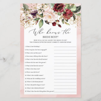 Boho Burgundy Floral que conhece o melhor jogo da