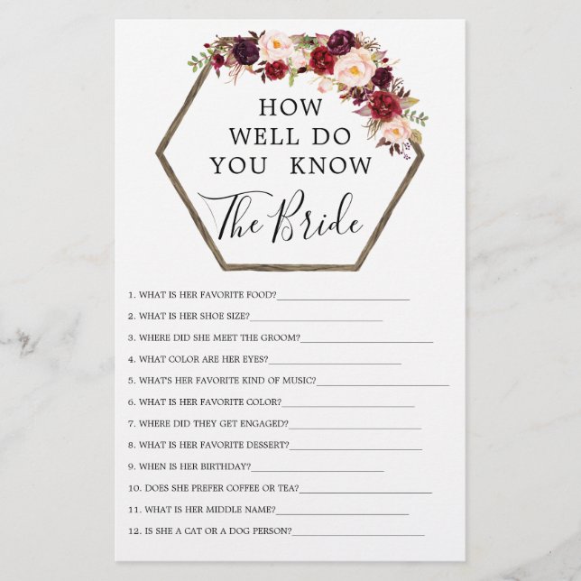 Boho Burgundy Jogos Duplos de Noivado (Frente)