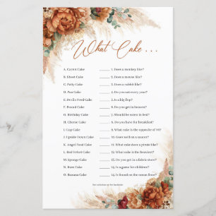 Boho Burnt orange cobre floral pampas What Cake