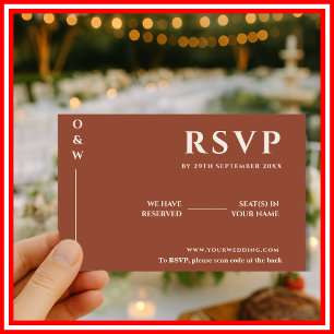 Boho Burnt Orange Terracotta Rustic Weding RSVP