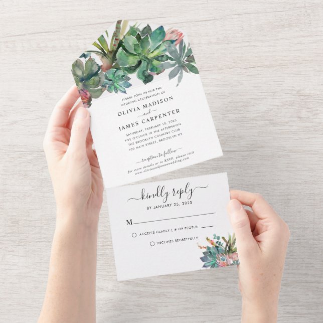 Boho Cactus Cactos Deserto Suculento Casamento Flo (Tearaway)