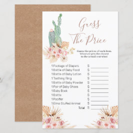 Boho Cactus Pink Floral Adivinha o Jogo do Preço