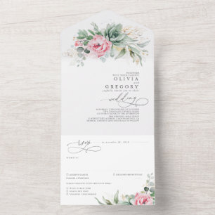 Boho Casado com Flores Rosa e Verde