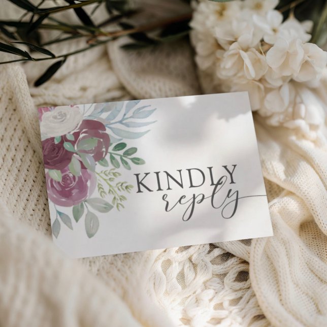 Boho Casamento RSVP Aquarela Rosa Borgonha (Criador carregado)