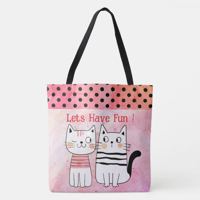 Boho Cat Amantes, Vamos Divertir-Nos! Tote (Frente)