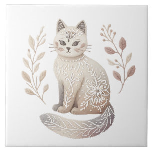 Boho Cat Minimalista Arte Decorativa Felina