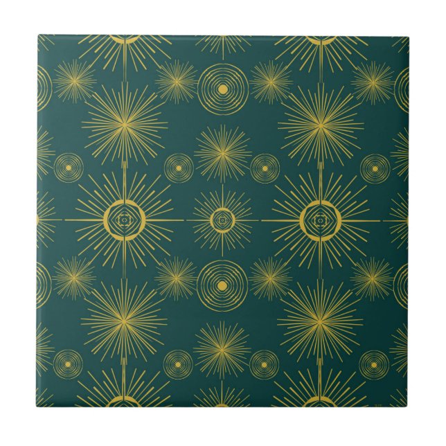 Boho Celestial Sun Stars Padrão Teal (Frente)