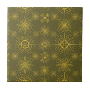 Boho Celestial Sun Stars Padrão Verde