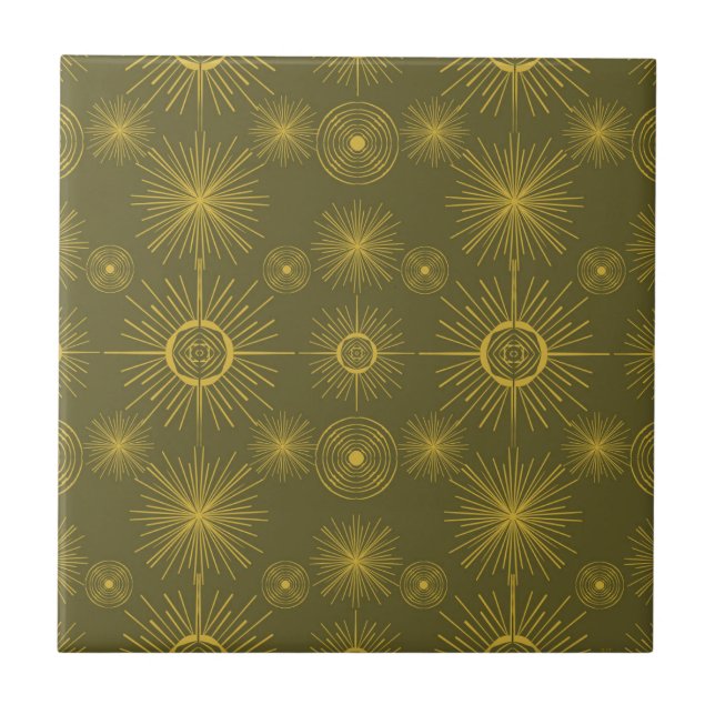 Boho Celestial Sun Stars Padrão Verde (Frente)