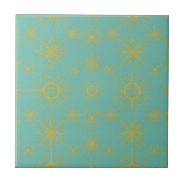 Boho Celestial Sun Stars Turquoise Patterno (Frente)