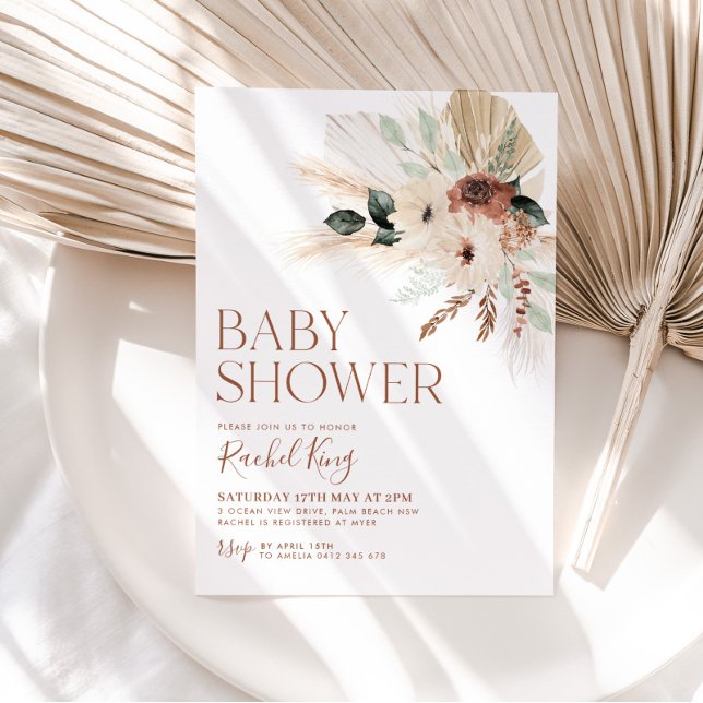 Boho Chá de fraldas Convite Greenerescência Floral (Criador carregado)