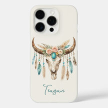 Boho Chic Aguarela Floral Caveira de Vaca