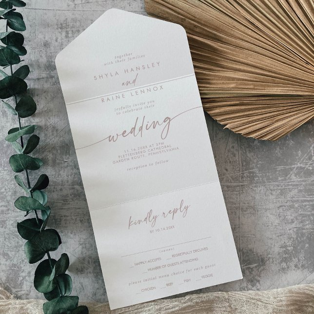 Boho Chic Blush Pink Meal Choice Casamento RSVP (Criador carregado)
