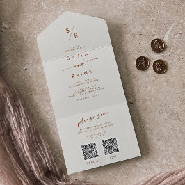 Boho Chic Bohemian Cream Dual QR Code Casamento