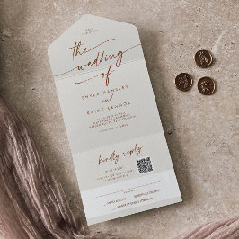 Boho Chic Bohemian Cream QR Code Mail In Wedding