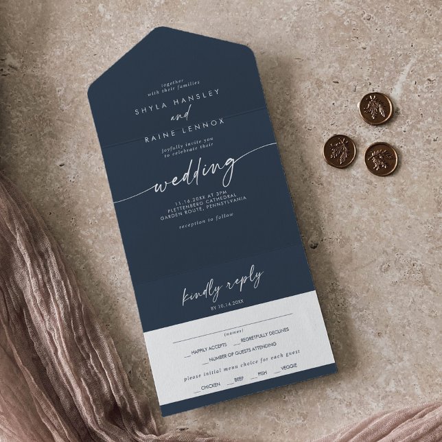 Boho Chic Dark Marinho Blue Meal Choice Casamento  (Criador carregado)