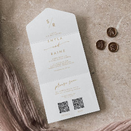 Boho Chic Dourado e Casamento com Código QR Duplo