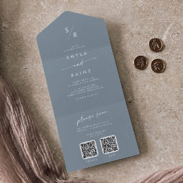 Boho Chic Dusty Blue Código QR duplo Casamento