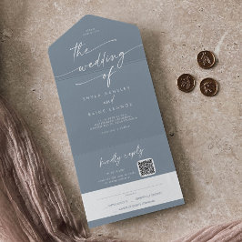 Boho Chic Dusty Blue QR Code Mail in Weding
