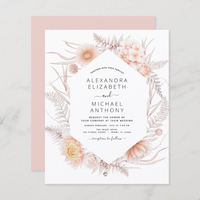 Boho Chic Dusty Pink Desert Wedes (Frente/Verso)