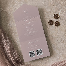 Boho Chic Dusty Rosa Pink Código QR Duplo Casament