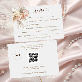 Boho Chic Elegant Floral QR Code Wedding RSVP Card