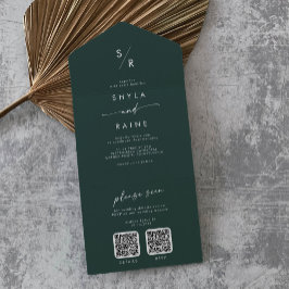 Boho Chic Emerald Green - Casamento com código QR