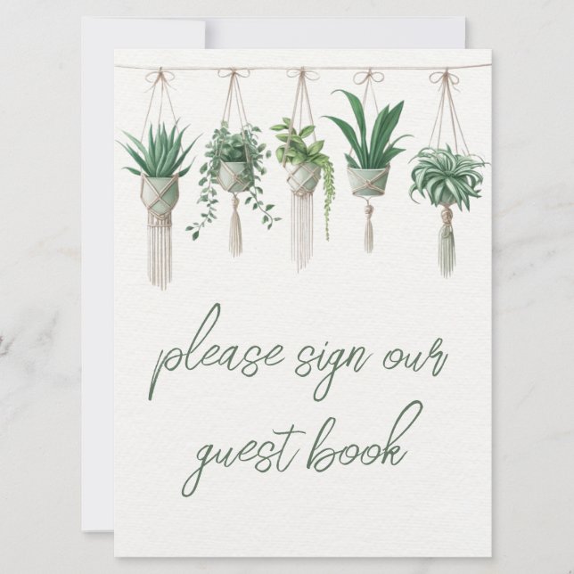Boho Chic Greenerical Guest Book Sinal (Frente)