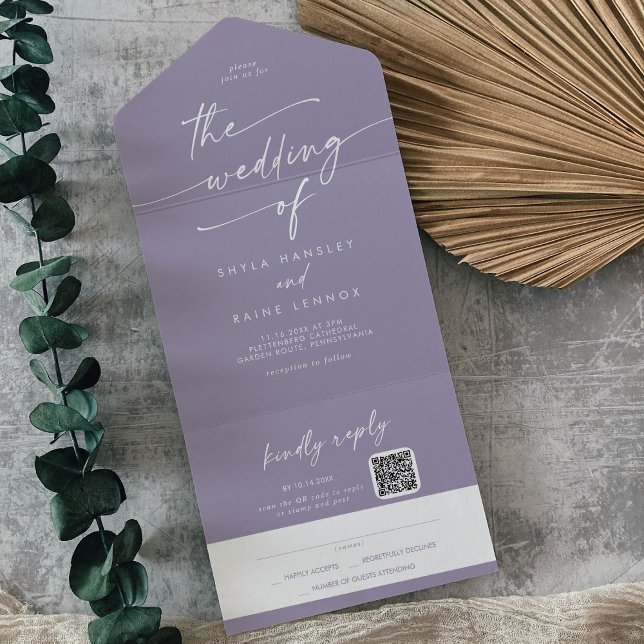 Boho Chic Lavanda Roxo Código QR Correio Em Casame (Criador carregado)