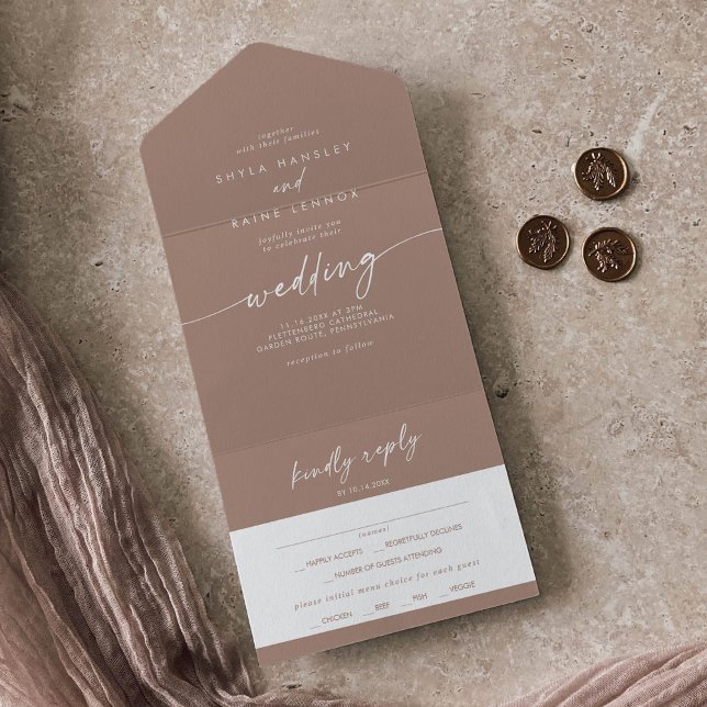 Boho Chic Neutral Taupe Meal Choice Casamento RSVP (Criador carregado)