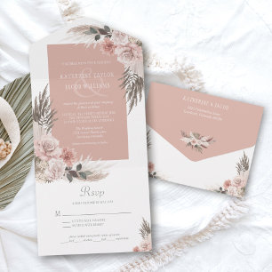 Boho Chic Pampas Grass Pink Sage Casamento Floral