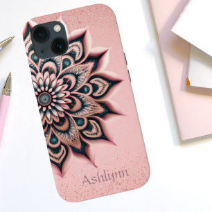 Boho Chic Personalizado Floral Rosa de Mandala Dou
