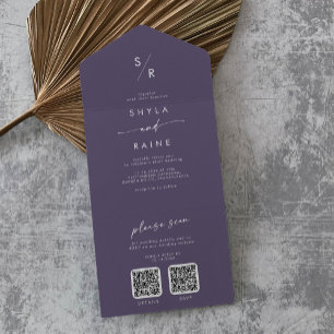 Boho Chic Plum Purple Código QR Duplo Casamento