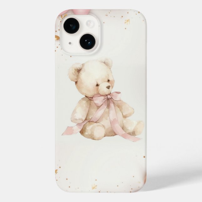 Boho Chic Rosa Pastel e Urso de Pelúcia Marrom (Verso)
