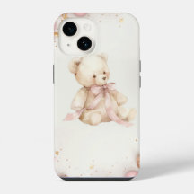 Boho Chic Rosa Pastel e Urso de Pelúcia Marrom