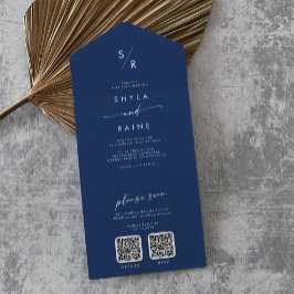 Boho Chic Royal Blue Código QR Duplo Casamento