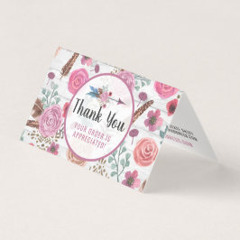 Boho Chic Rustic Feather Arrow Floral Obrigado