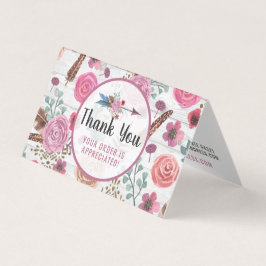 Boho Chic Rustic Feather Arrow Floral Obrigado